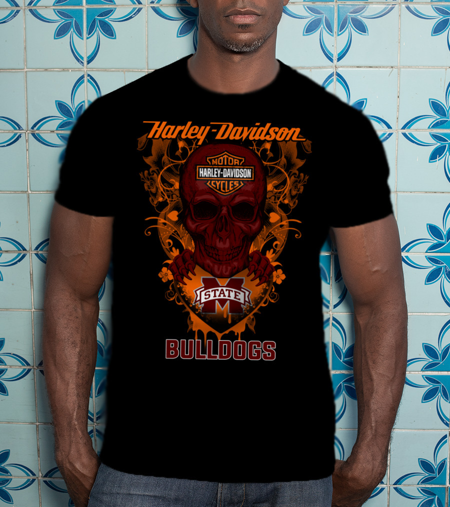 Harley Davidson Motor Cycles Mississippi State Bulldogs State T-Shirt