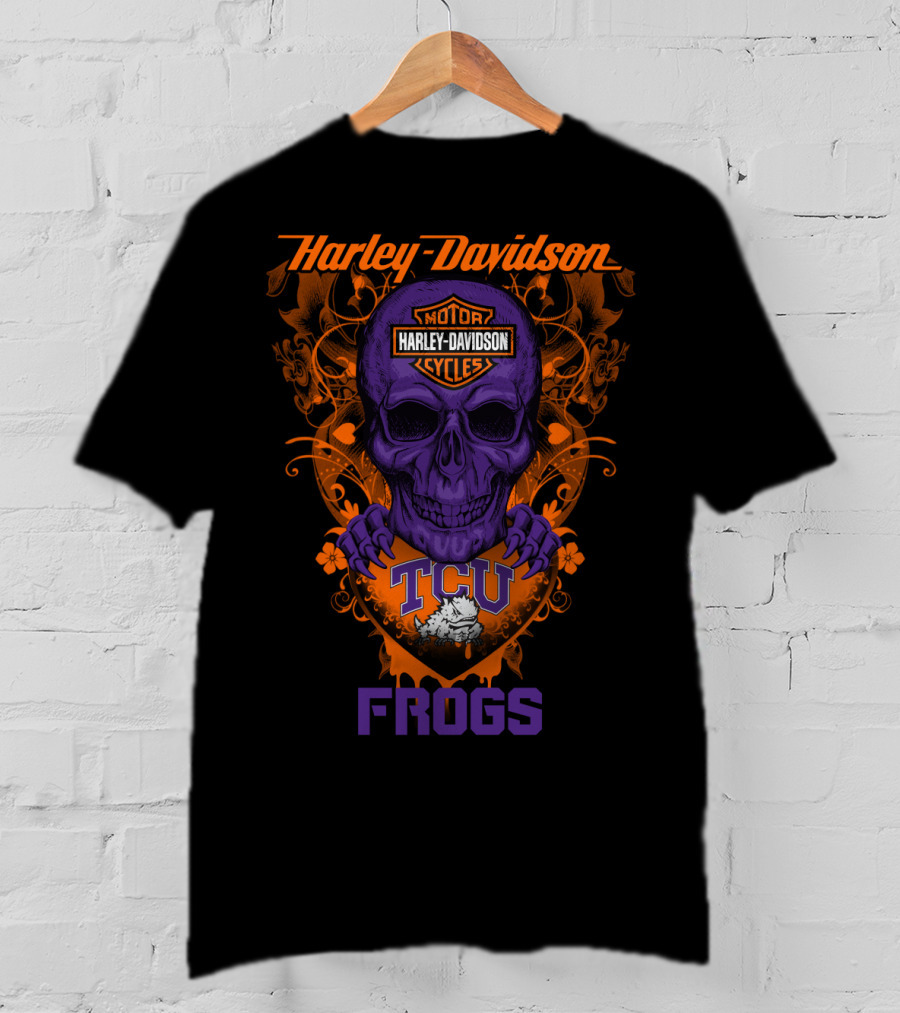 Harley Davidson Tcu Horned Frogs Skull T-Shirt