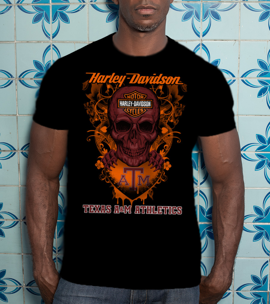 Harley Davidson Texas A&M Aggies Athletics Skull T-Shirt