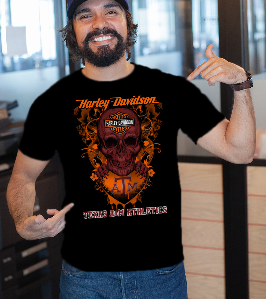 Harley Davidson Texas A&M Aggies Athletics Skull T-Shirt