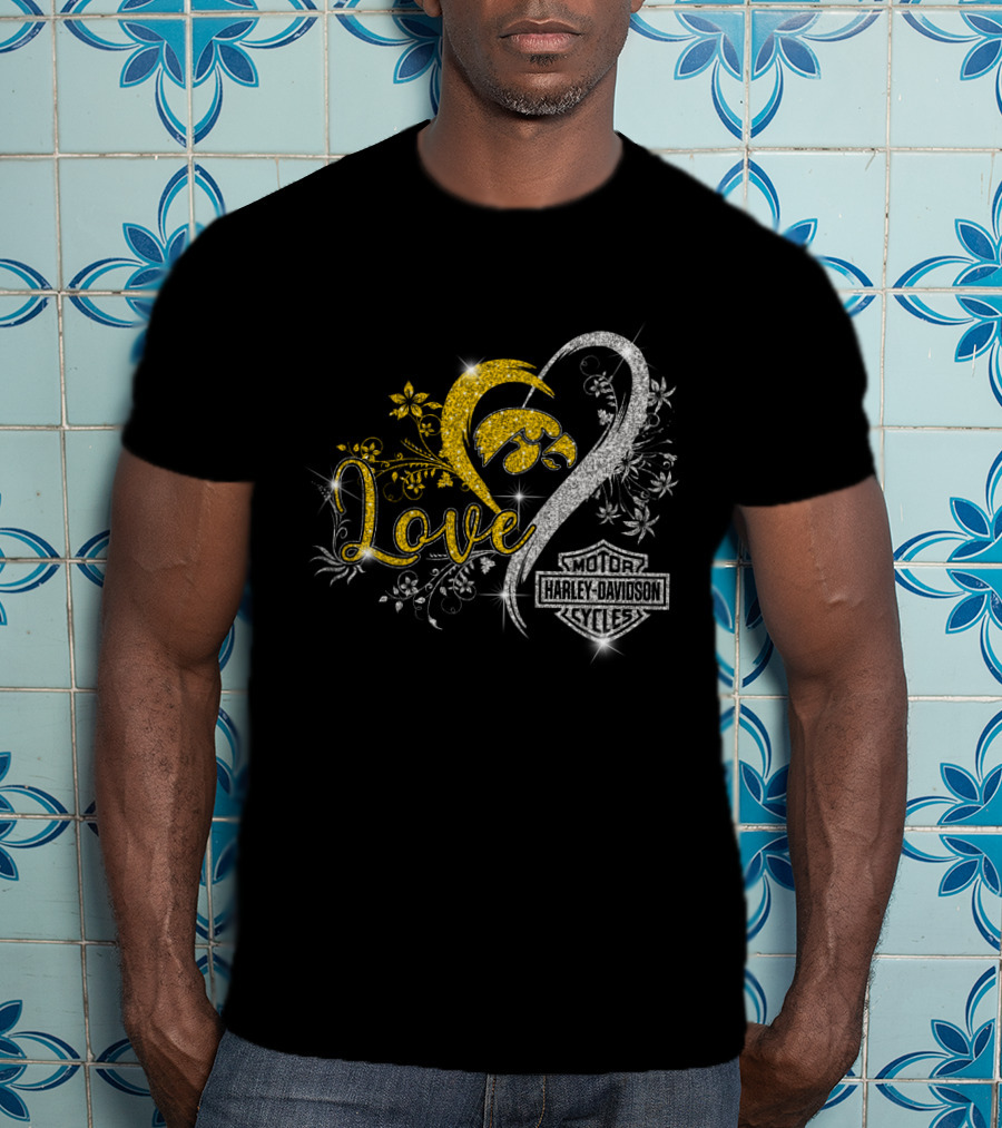 Love Iowa Hawkeyes Harley Davidson Motor Cycles T-Shirt