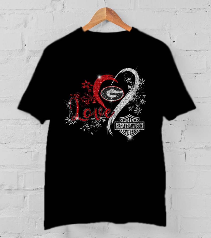 Love Georgia Bulldogs Harley Davidson Infinity Heart T-Shirt