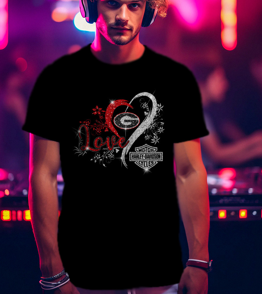Love Georgia Bulldogs Harley Davidson Infinity Heart T-Shirt