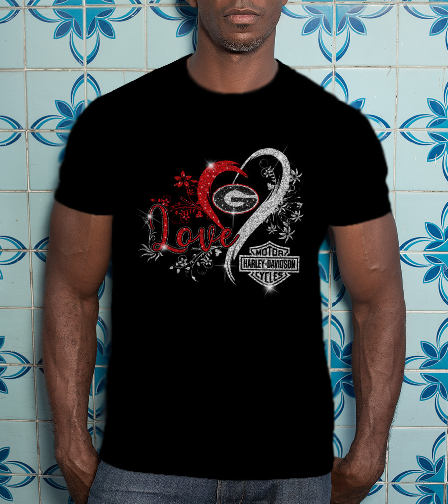 Love Georgia Bulldogs Harley Davidson Infinity Heart T-Shirt