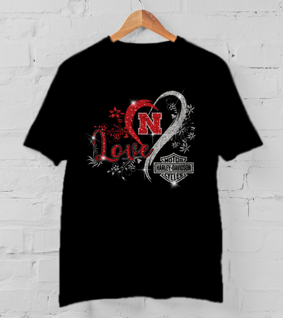 Love Nebraska Cornhuskers Harley Davidson Cycles T-Shirt