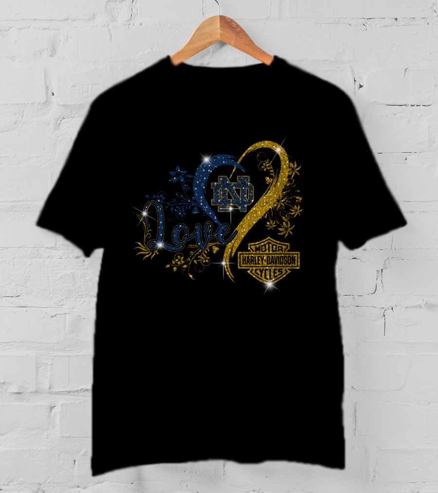 Love Notre Dame Fighting Irish Harley Davidson Motorcycles T-Shirt