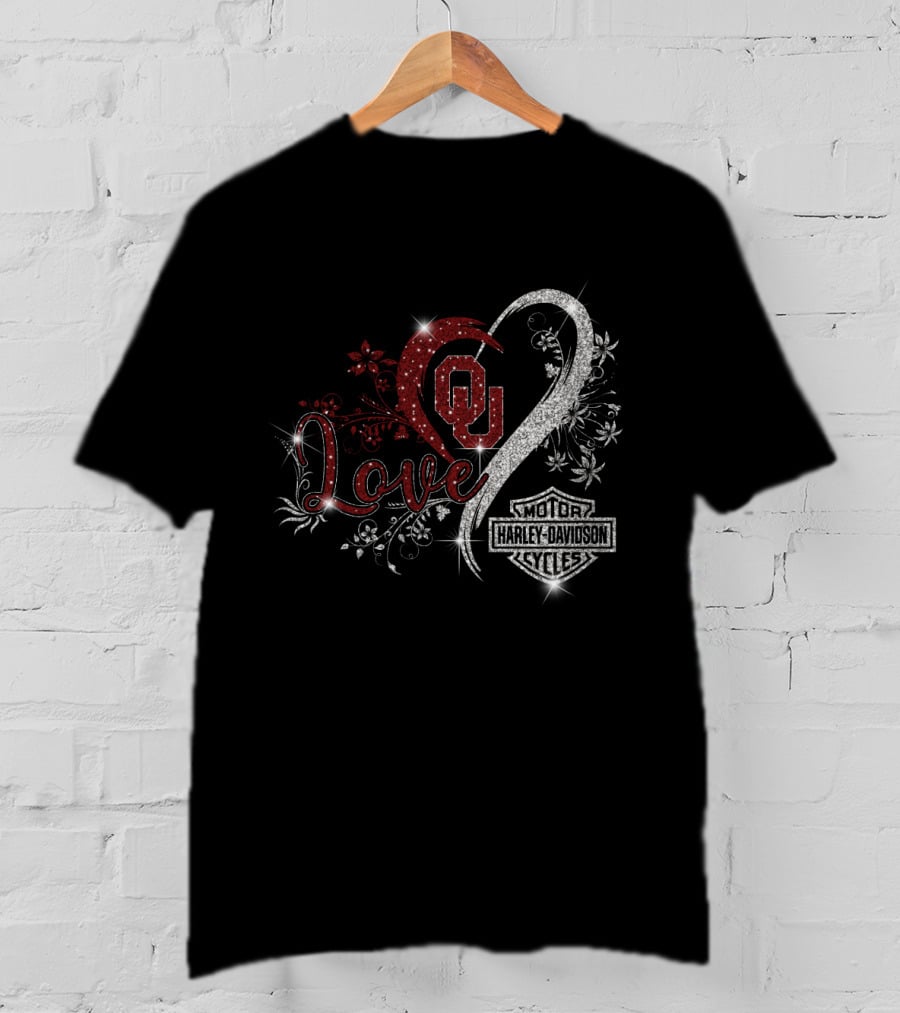 Love Oklahoma Sooners Ou Harley Davidson Cycles T-Shirt