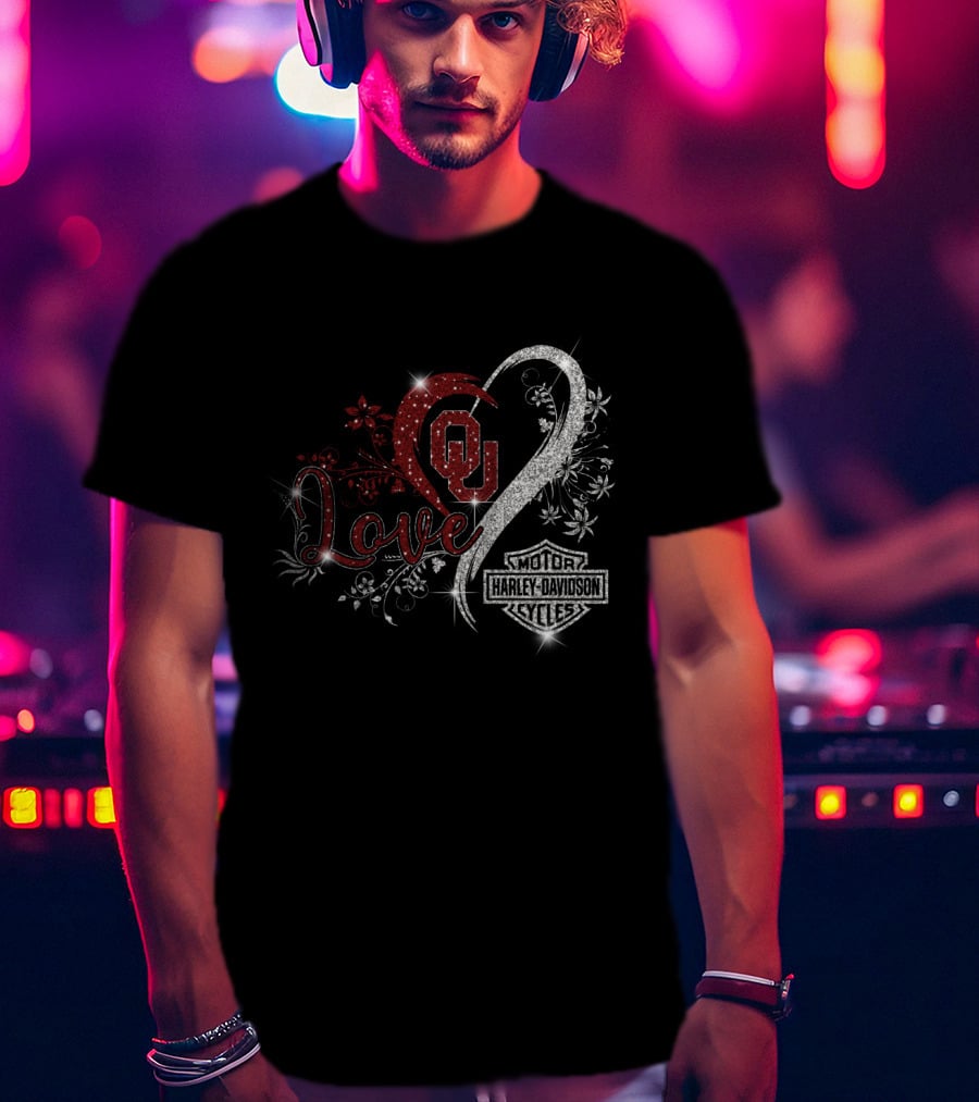 Love Oklahoma Sooners Ou Harley Davidson Cycles T-Shirt