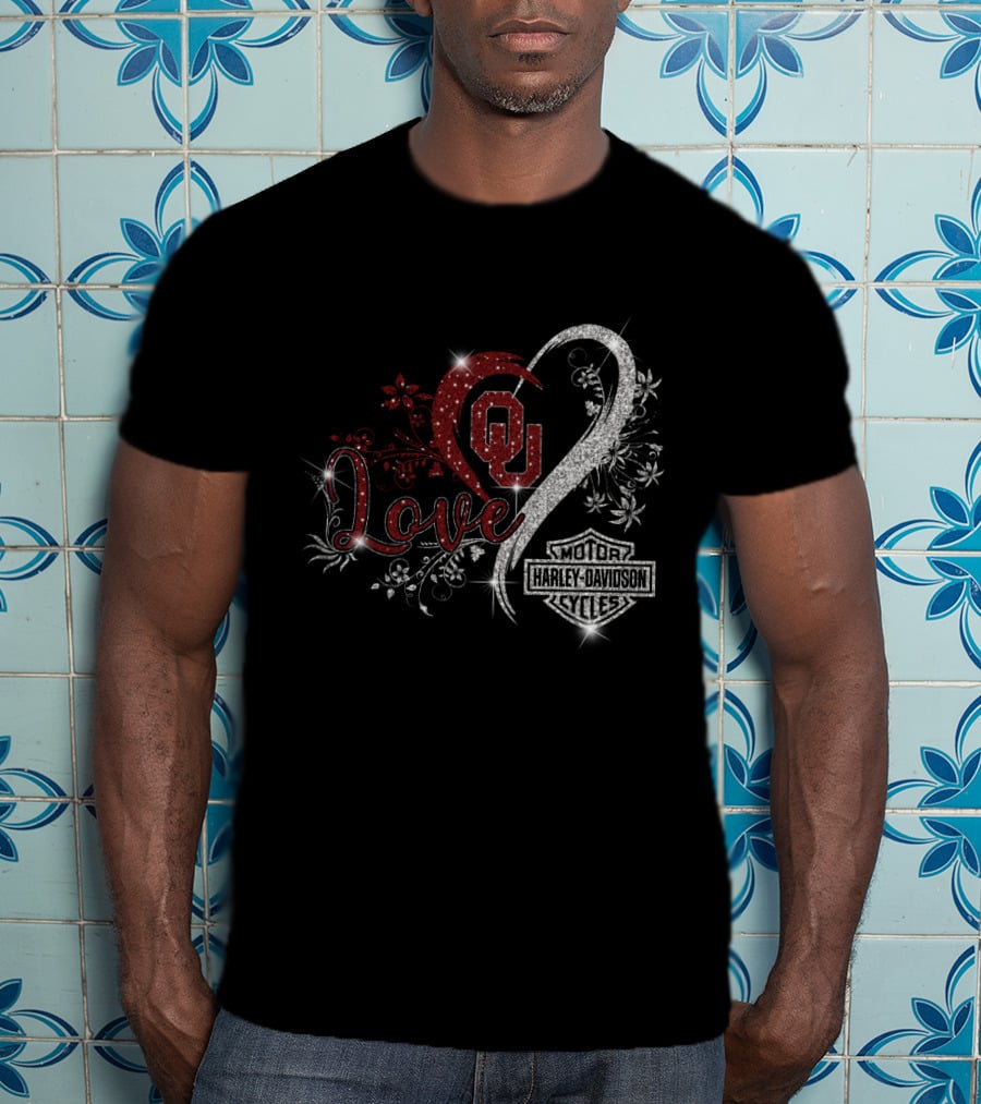 Love Oklahoma Sooners Ou Harley Davidson Cycles T-Shirt