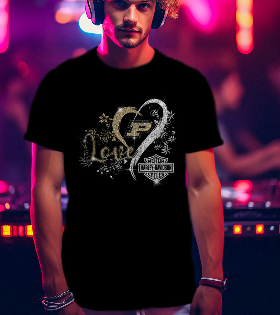 Love Purdue Boilermakers Harley Davidson Cycles T-Shirt