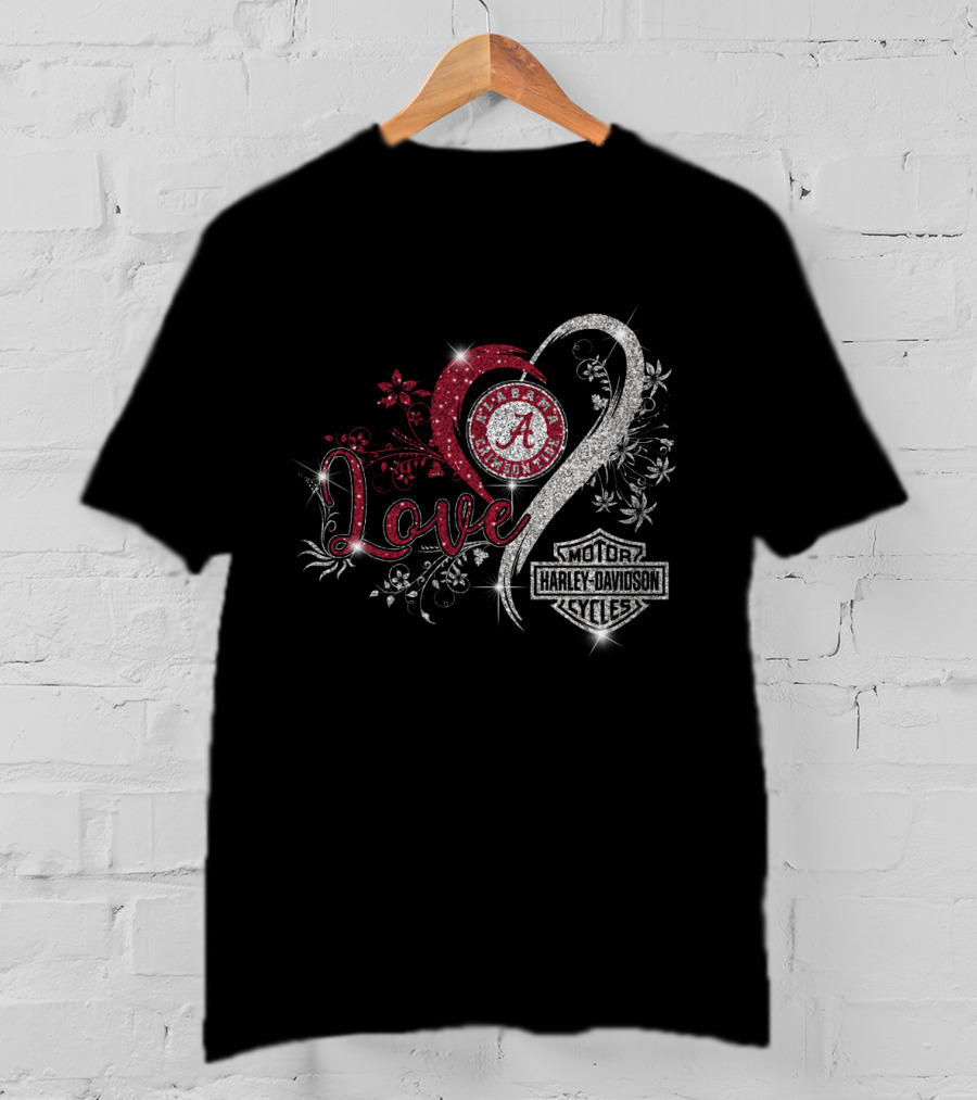 Love Alabama Crimson Tide Harley Davidson Motorcycles T-Shirt
