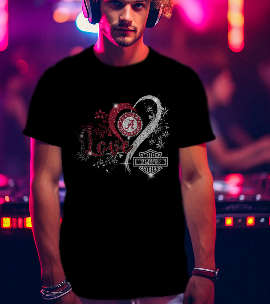 Love Alabama Crimson Tide Harley Davidson Motorcycles T-Shirt