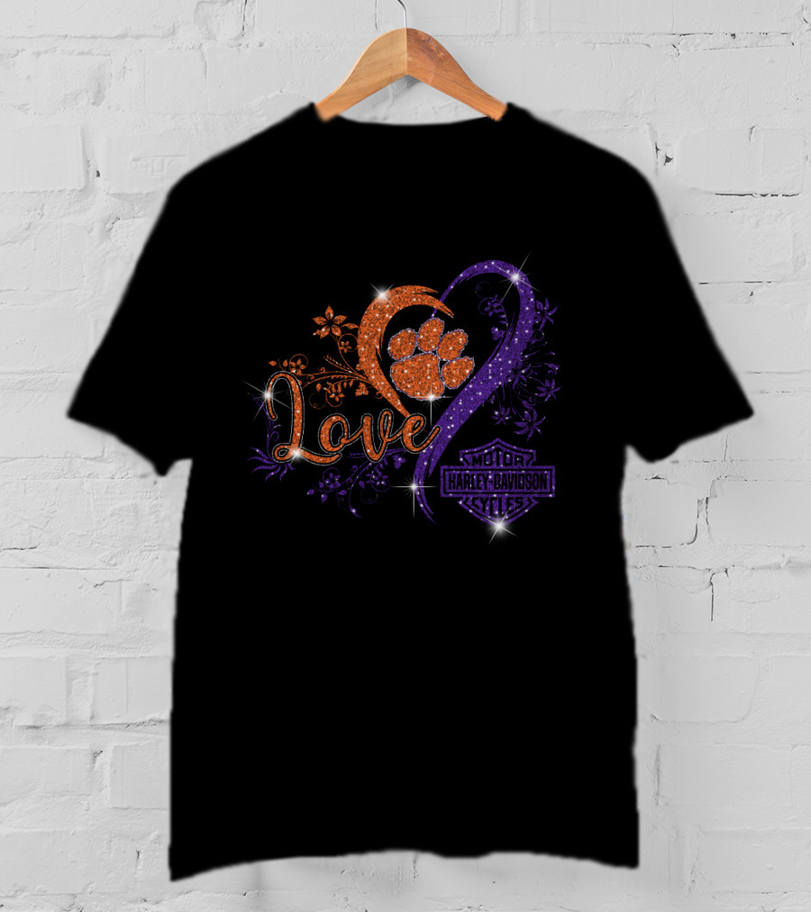 Love Clemson Tigers Harley Davidson Motorcycles T-Shirt