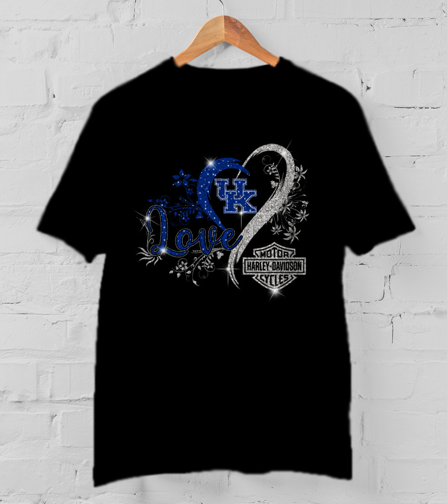 Love Uk Kentucky Wildcats Harley Davidson Motor Cycles T-Shirt