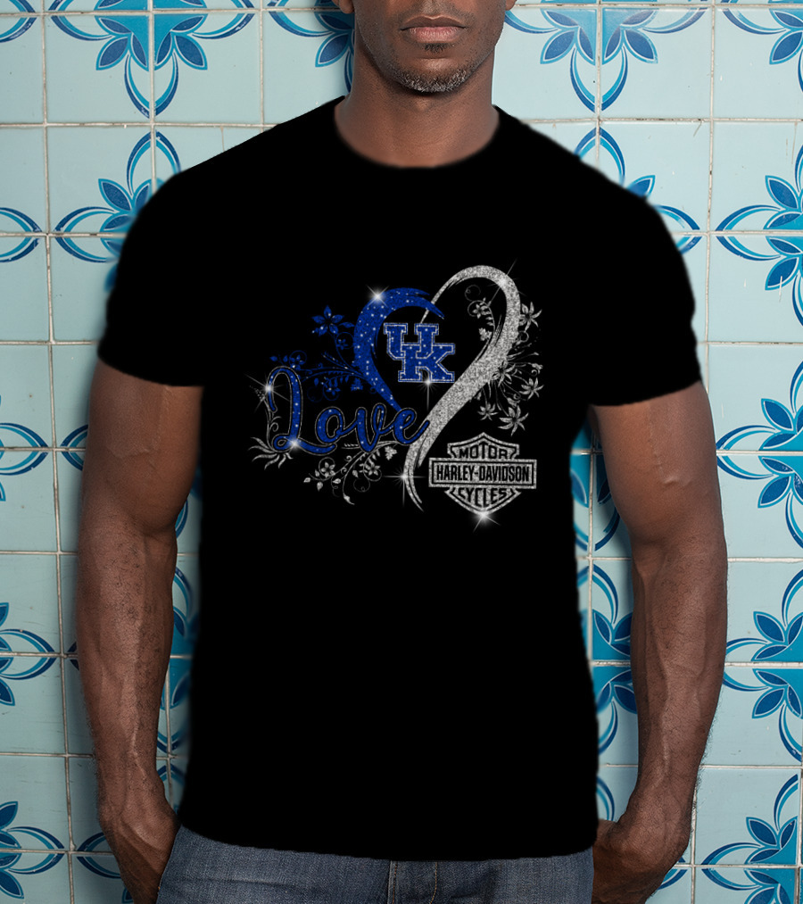 Love Uk Kentucky Wildcats Harley Davidson Motor Cycles T-Shirt