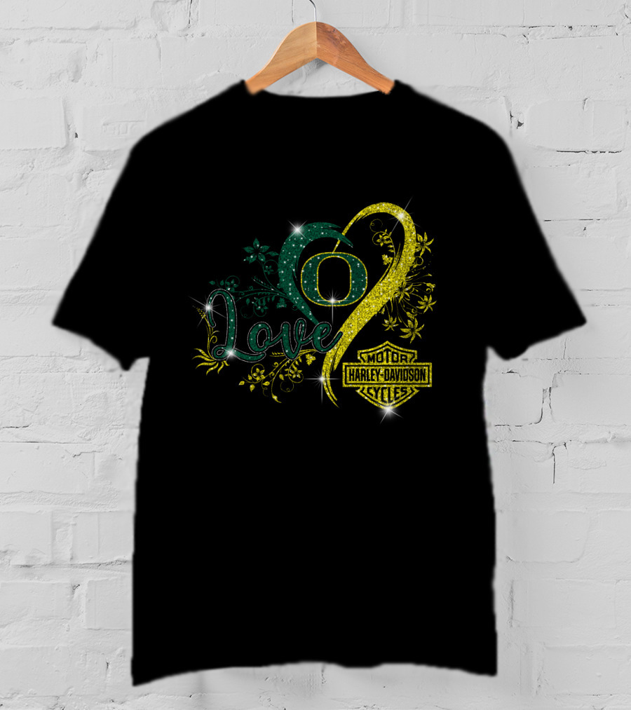 Love Oregon Ducks Harley Davidson Motor Cycles T-Shirt