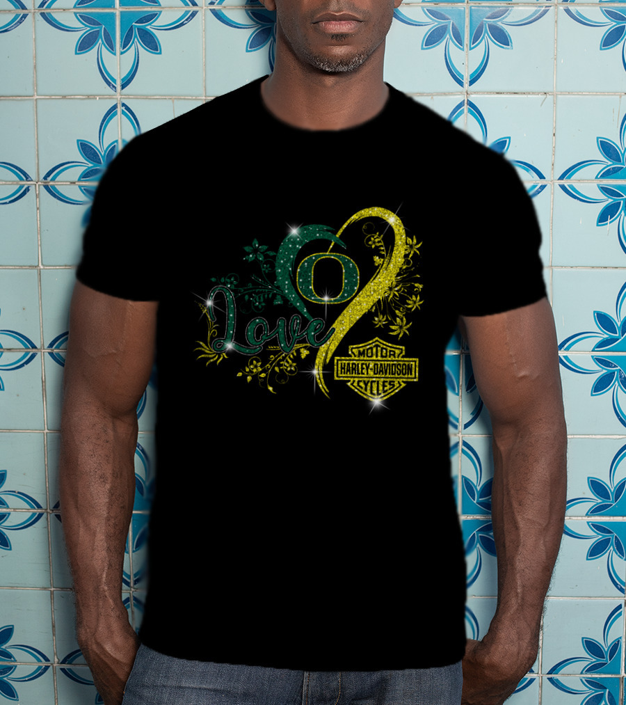 Love Oregon Ducks Harley Davidson Motor Cycles T-Shirt