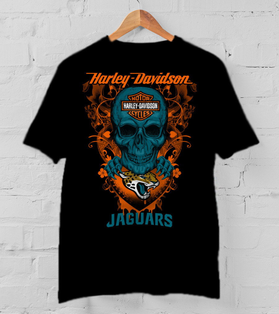 Harley Davidson Skull Jacksonville Jaguars T-Shirt