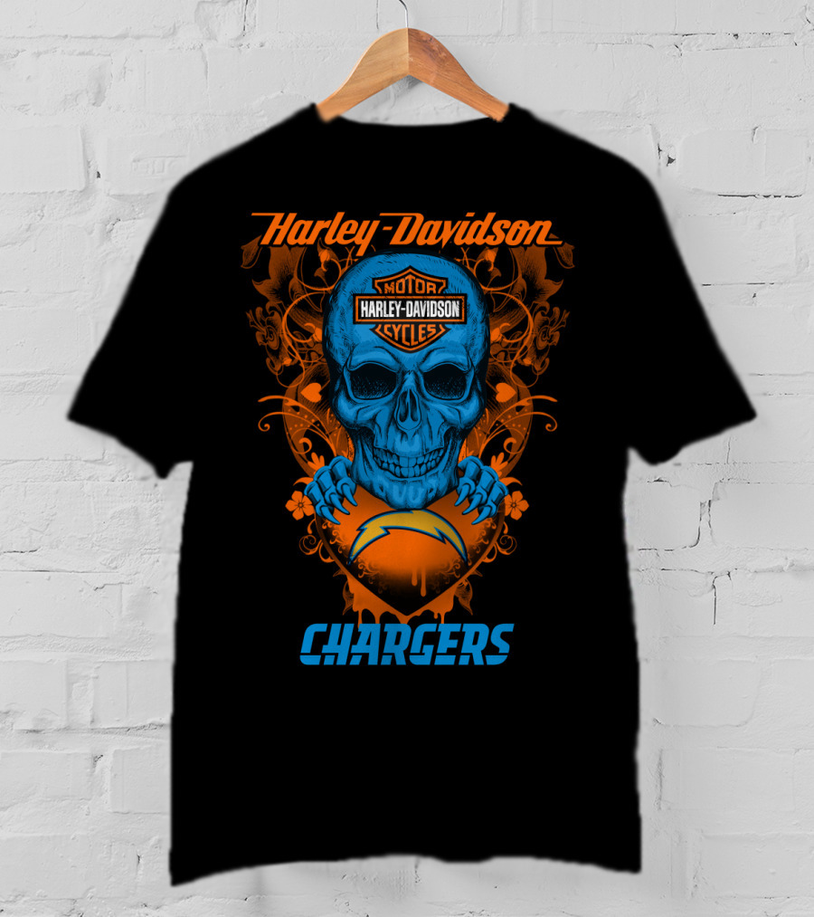Harley Davidson Los Angeles Chargers Skull T-Shirt