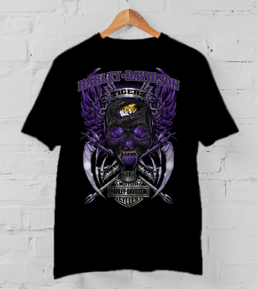 Harley Davidson Tigers Motor Cycles Lsu T-Shirt