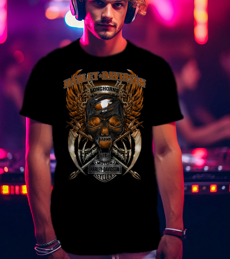 Harley Davidson Longhorns Motor Cycles T-Shirt