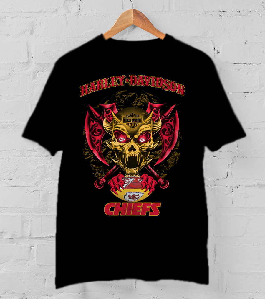 Harley Davidson Kansas City Chiefs Skull Axe T-Shirt