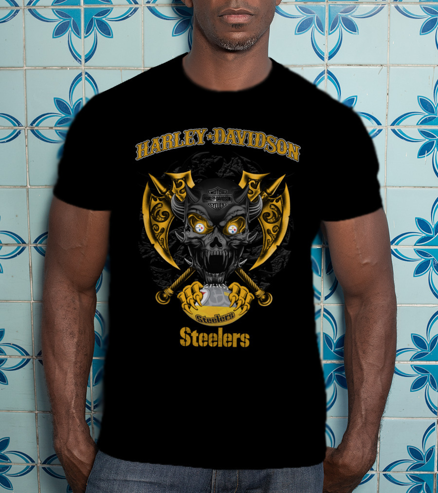 Harley Davidson Motor Cycles Pittsburgh Steelers T-Shirt