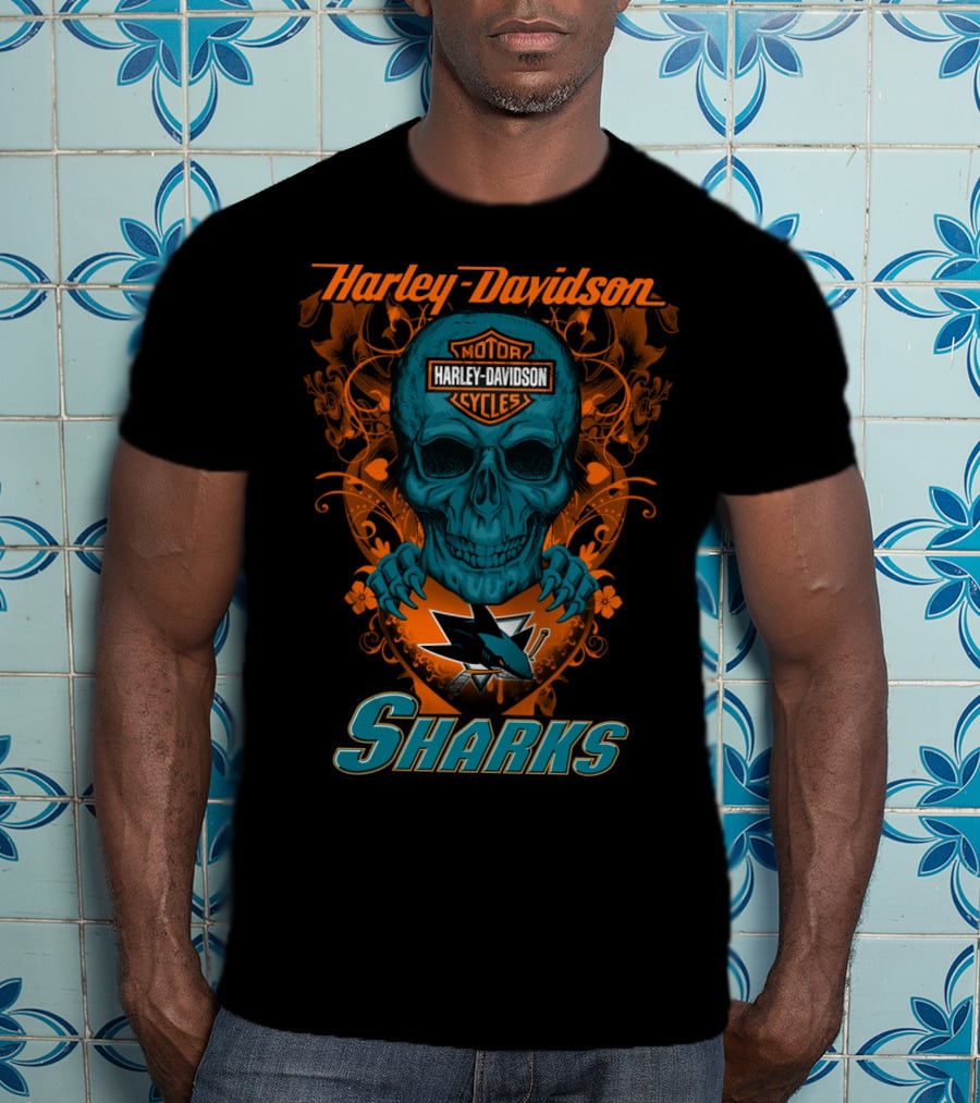 Harley Davidson Motorcycles San Jose Sharks Nhl T-Shirt