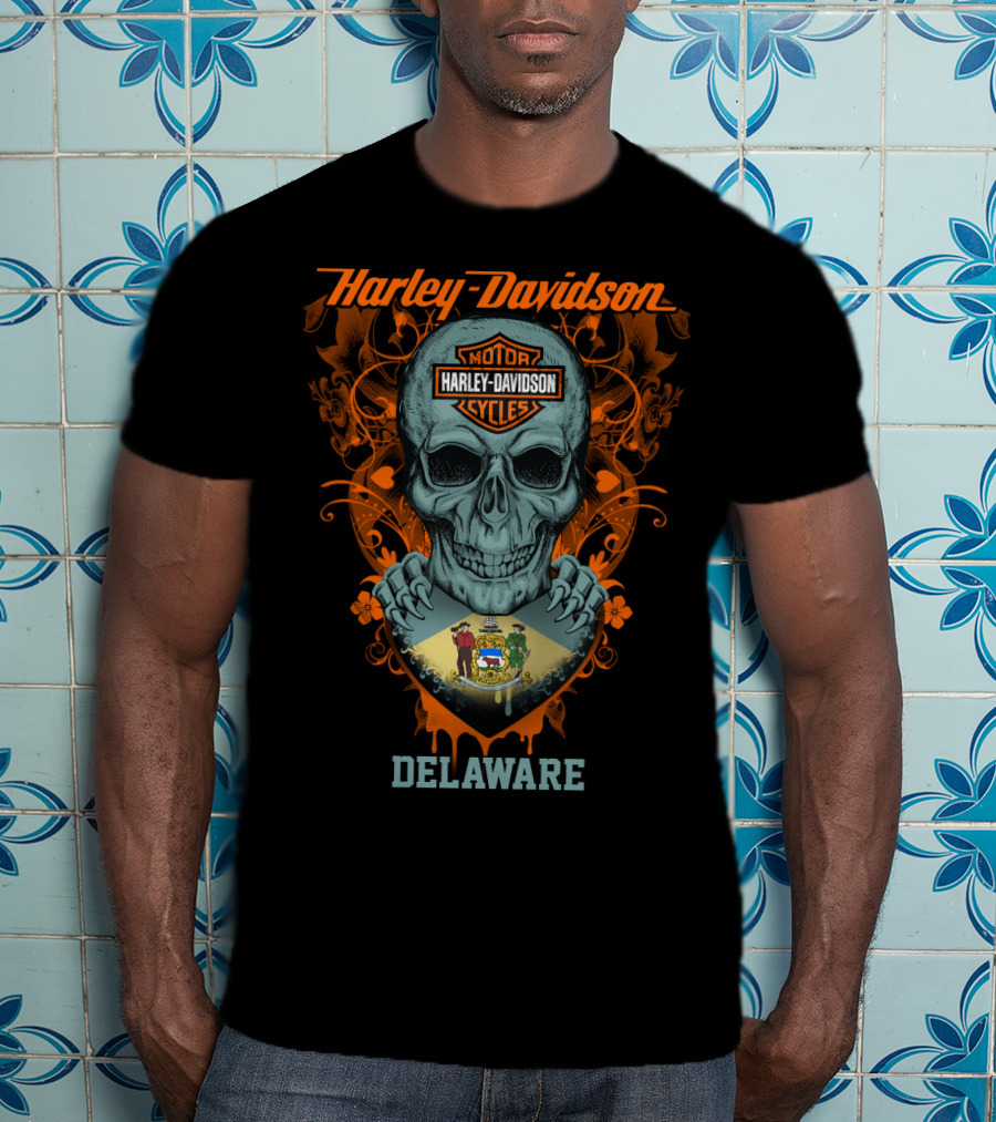 Harley Davidson Motor Cycles Skull Delaware T-Shirt