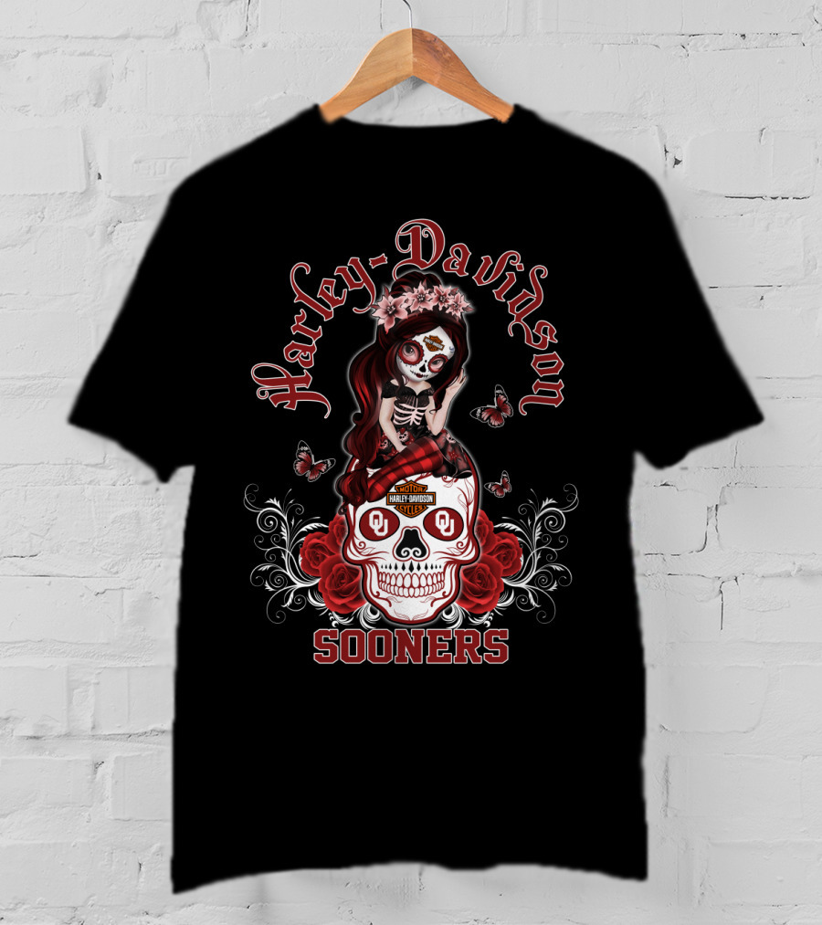 Harley Davidson Oklahoma Sooners Sugar Skull Girl T-Shirt