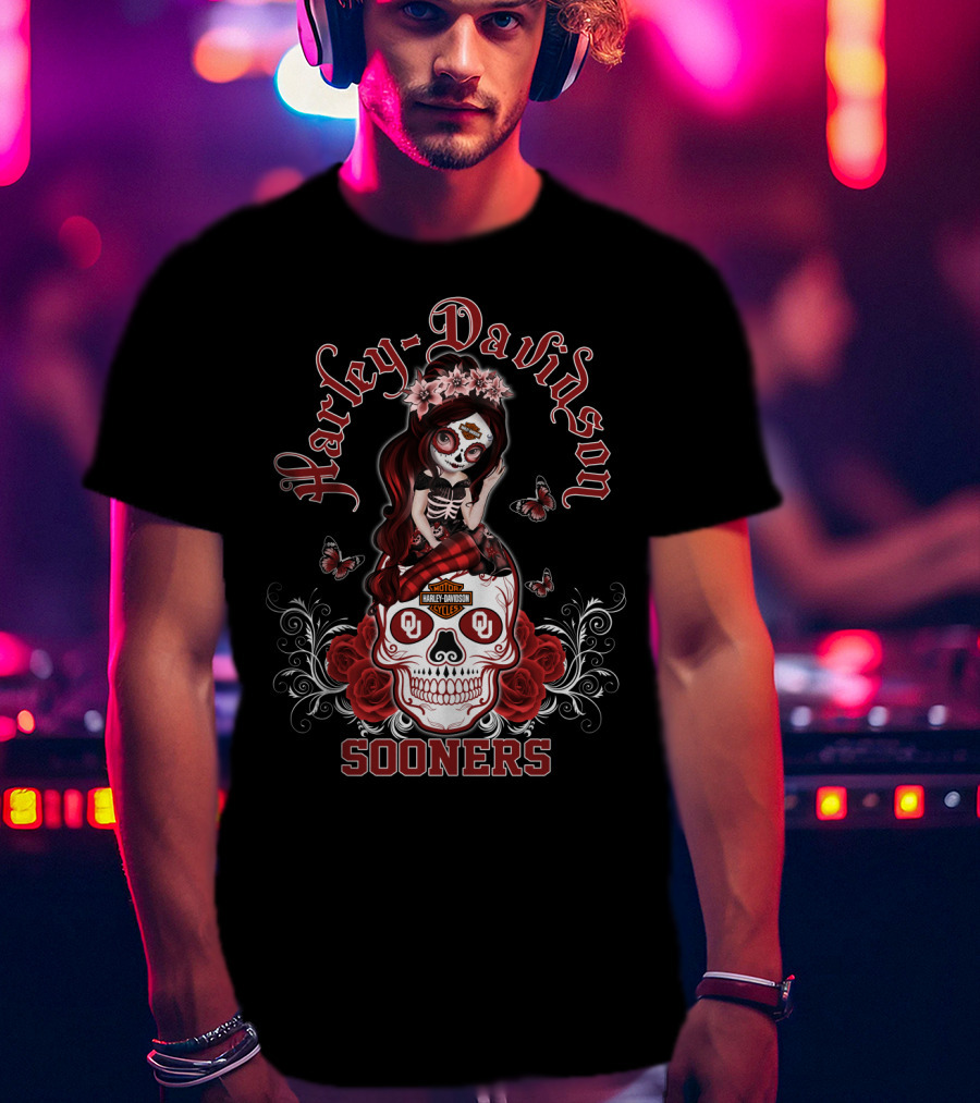 Harley Davidson Oklahoma Sooners Sugar Skull Girl T-Shirt