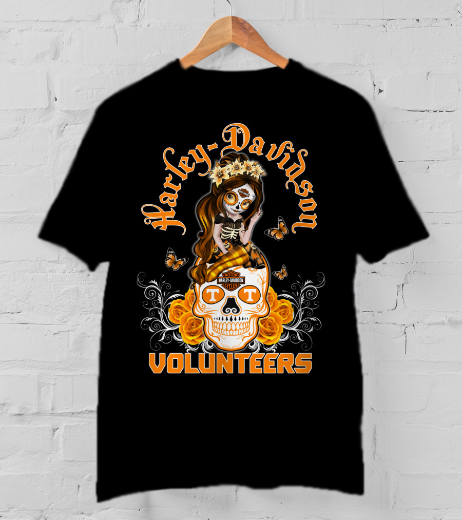 Harley Davidson Volunteers Tennessee Butterfly Skull Girl T-Shirt