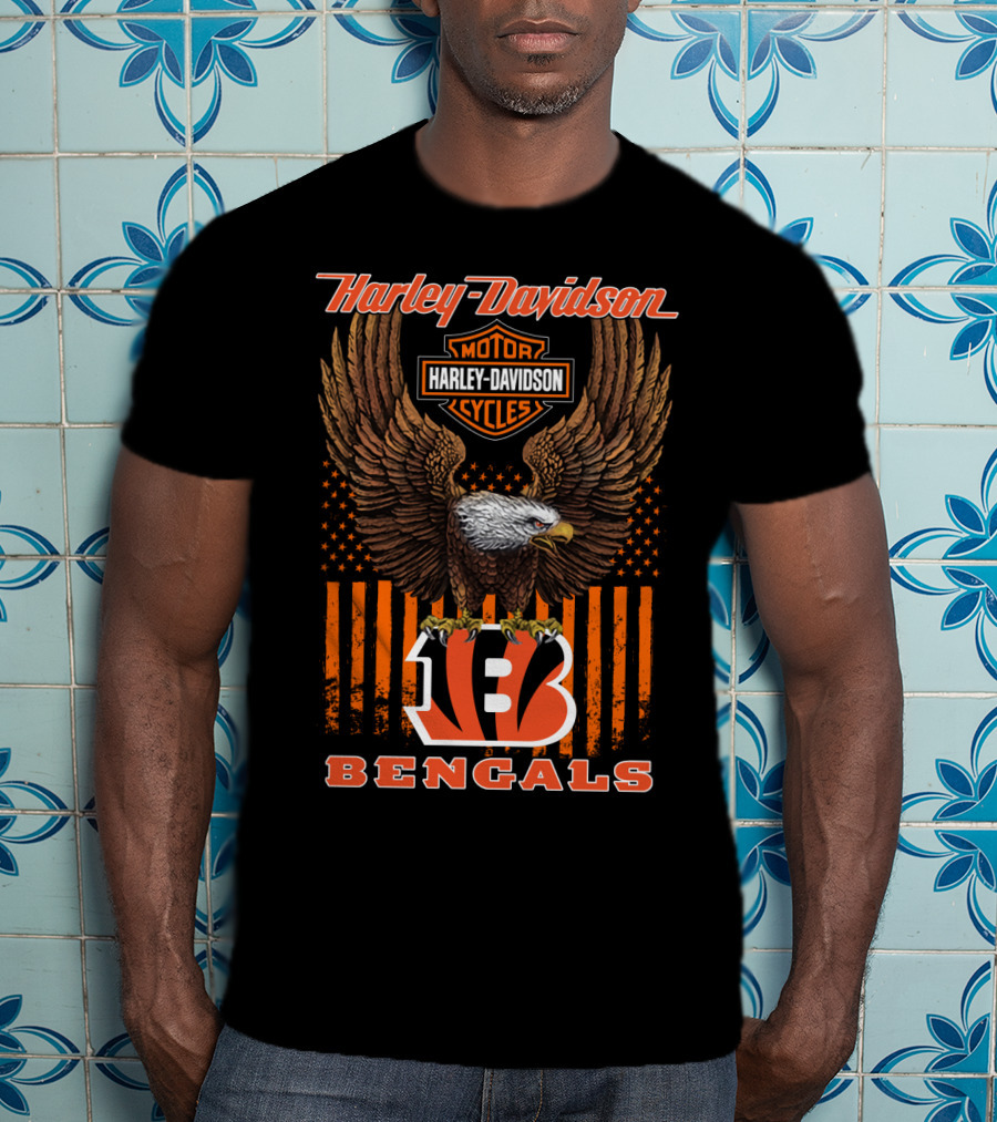 Harley Davidson Motor Cycles Eagle B Bengals T-Shirt