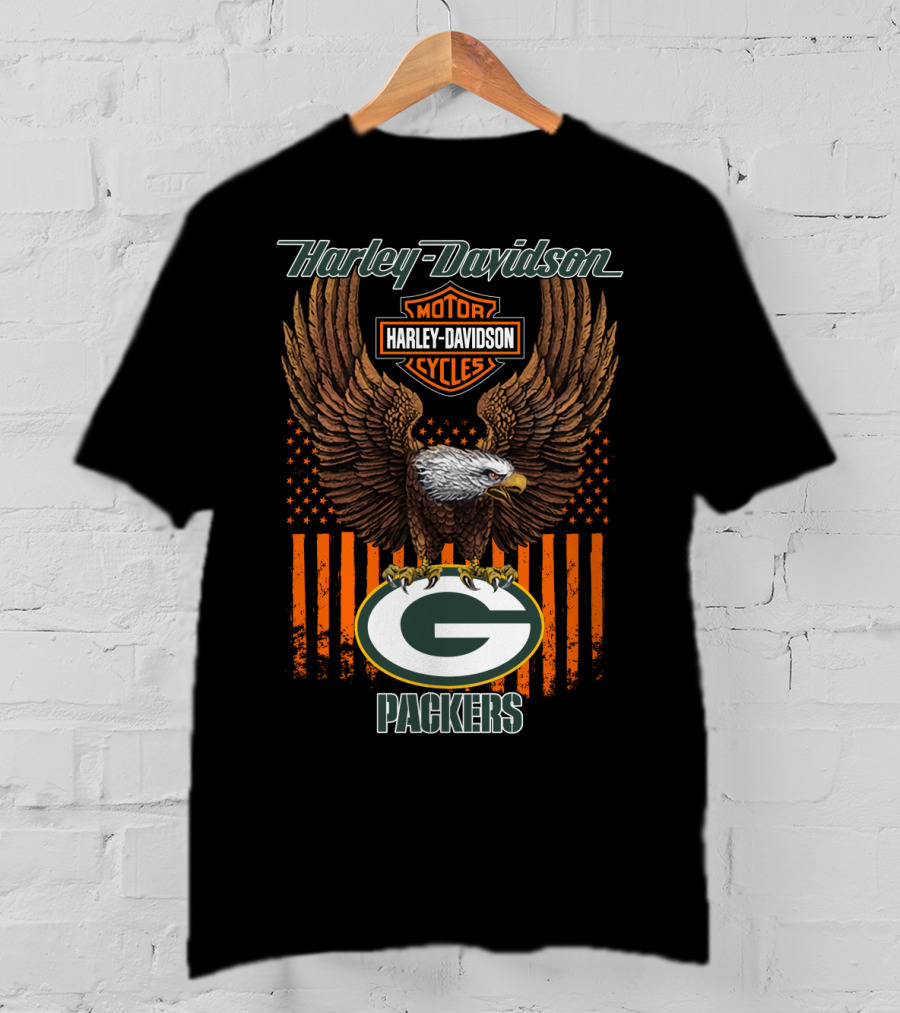 Harley Davidson Motor Cycles Eagle Green Bay Packers T-Shirt