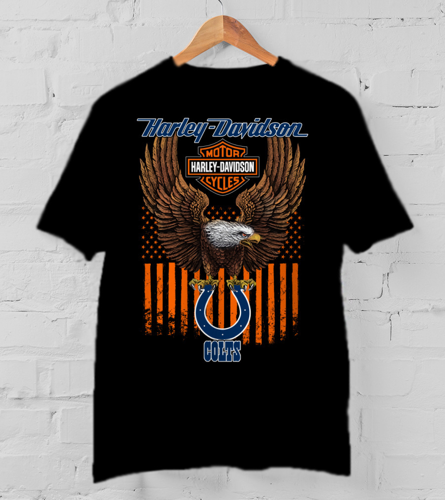 Harley Davidson Eagle Indianapolis Colts Logo Nfl Collaboration T-Shirt