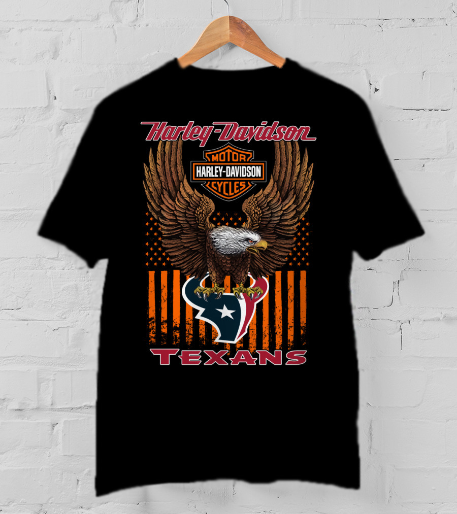 Harley Davidson Houston Texans Nfl Eagle And Stripes T-Shirt