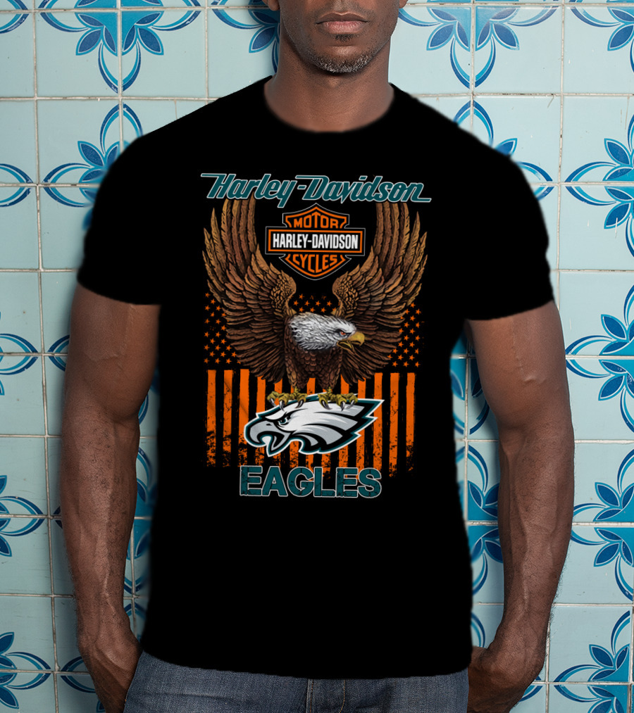 Harley Davidson Motor Cycles Nfl Philadelphia Eagles T-Shirt