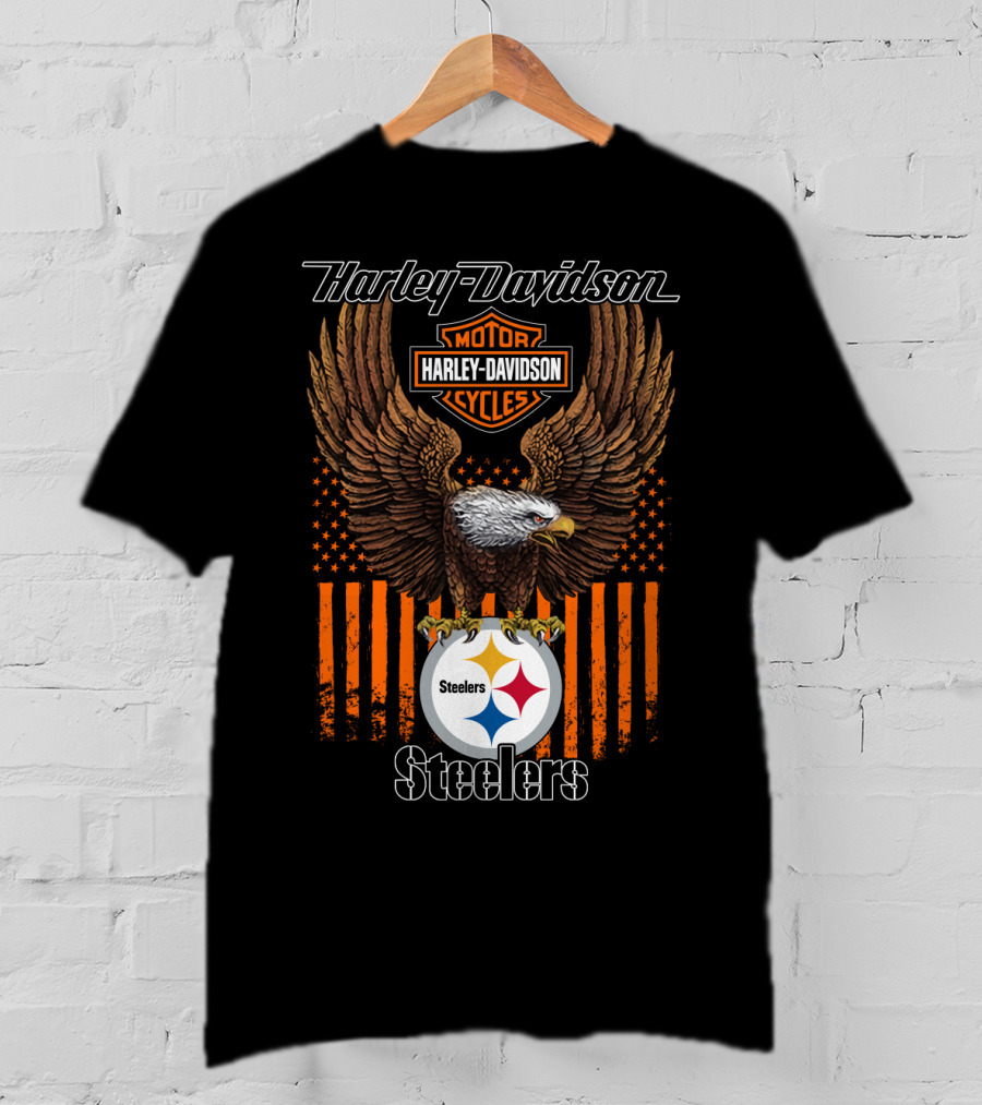 Harley Davidson Motor Cycles Eagle Steelers Nfl Pittsburgh T-Shirt