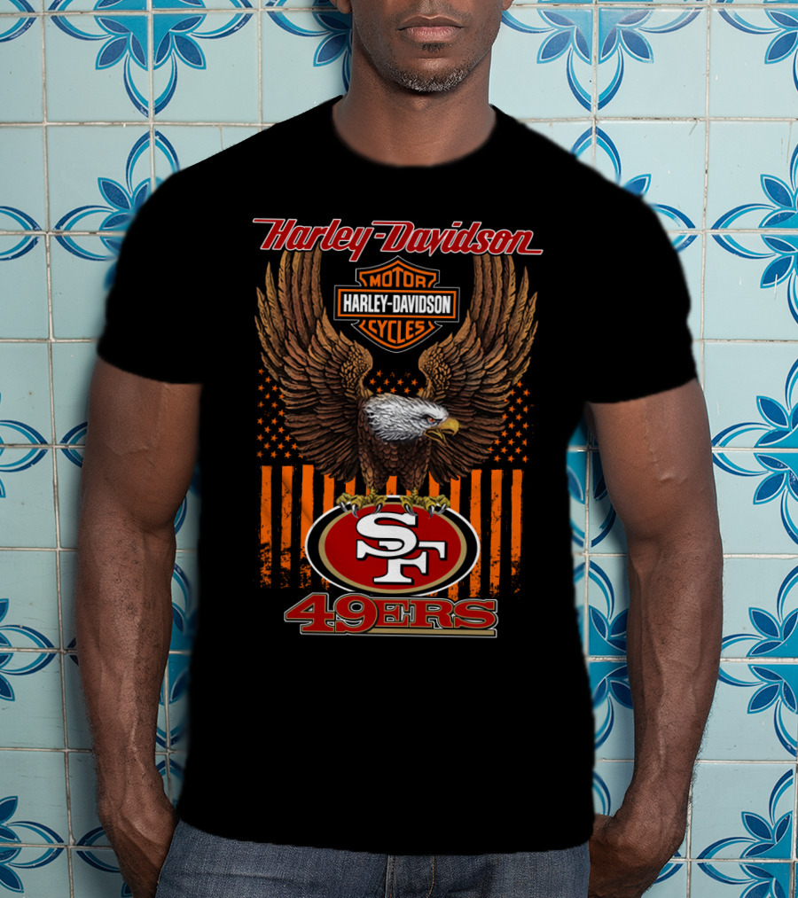 Harley Davidson San Francisco 49ers Nfl Eagle Logo Fusion T-Shirt