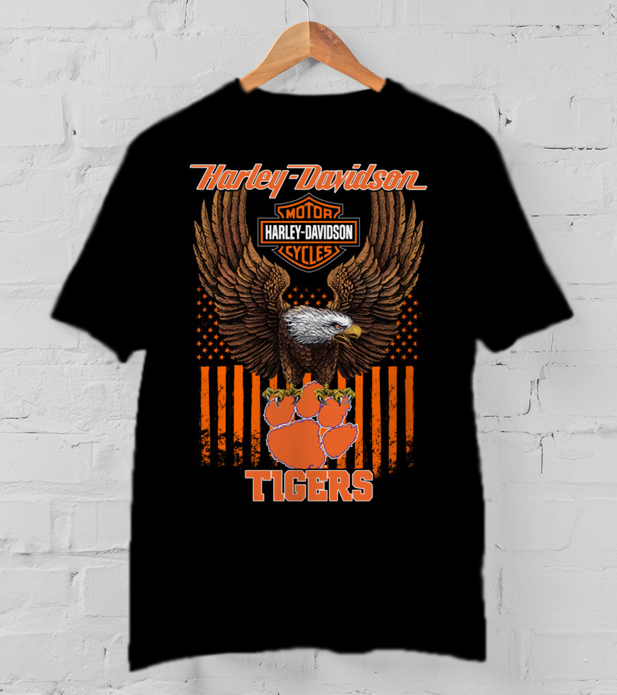 Harley Davidson Motor Cycles Eagle Clemson Tigers T-Shirt