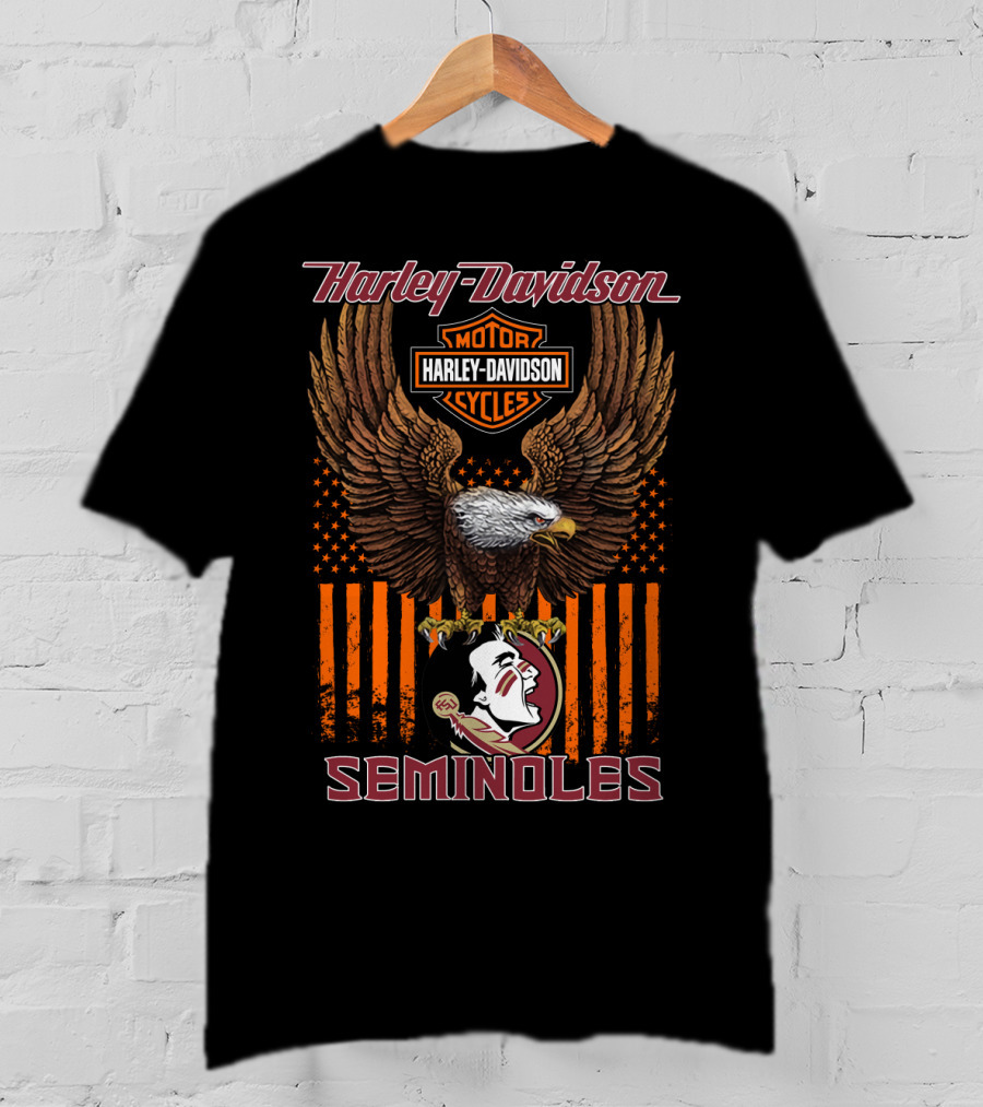 Harley Davidson Motor Cycles Eagle Seminoles Florida State T-Shirt