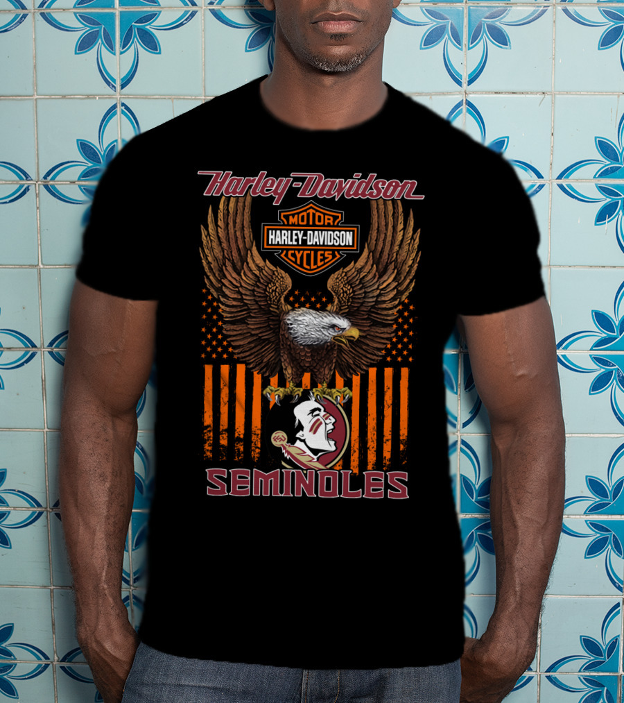 Harley Davidson Motor Cycles Eagle Seminoles Florida State T-Shirt