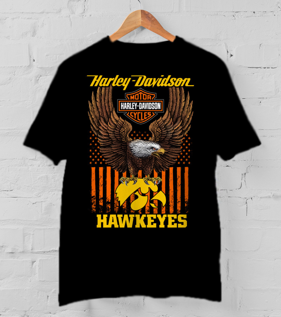 Harley Davidson Motor Cycles Eagle Iowa Hawkeyes T-Shirt