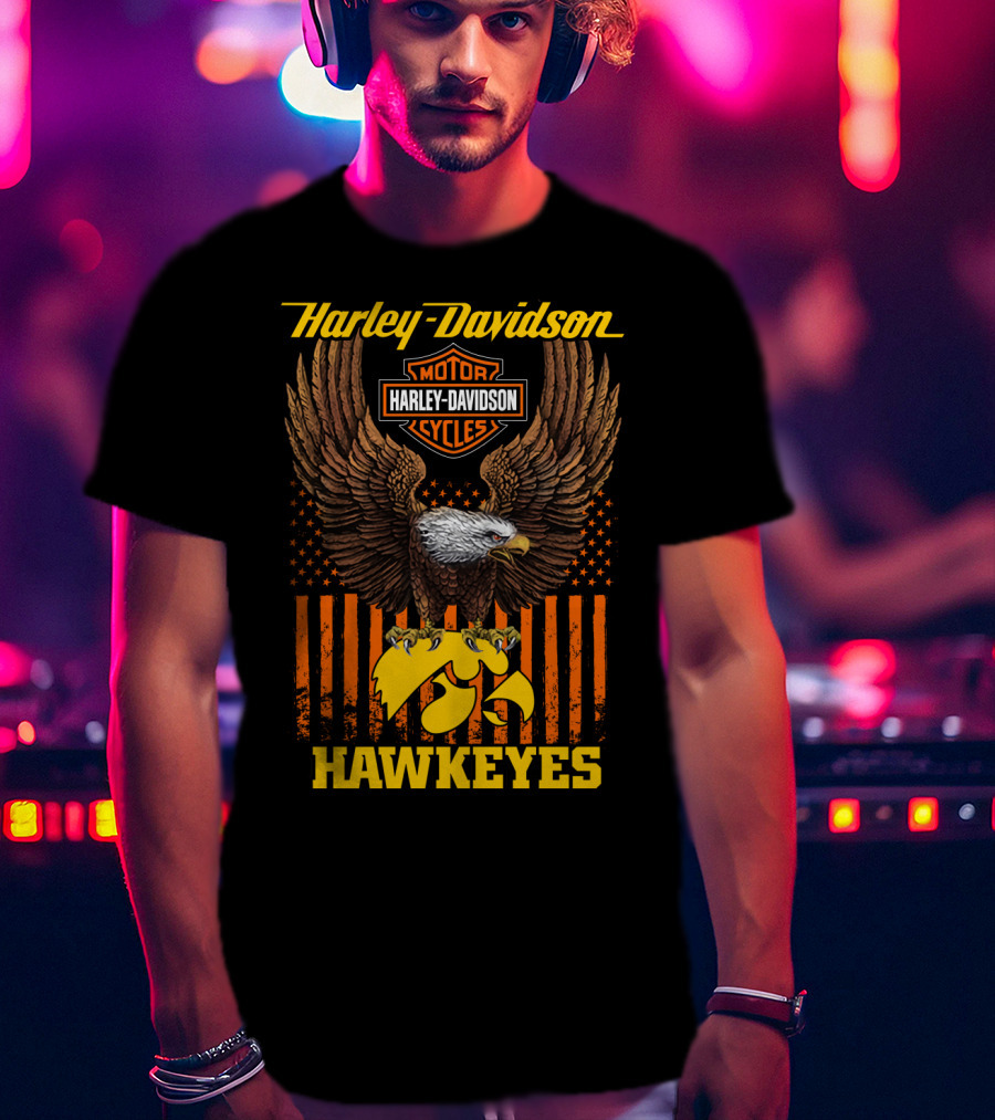 Harley Davidson Motor Cycles Eagle Iowa Hawkeyes T-Shirt