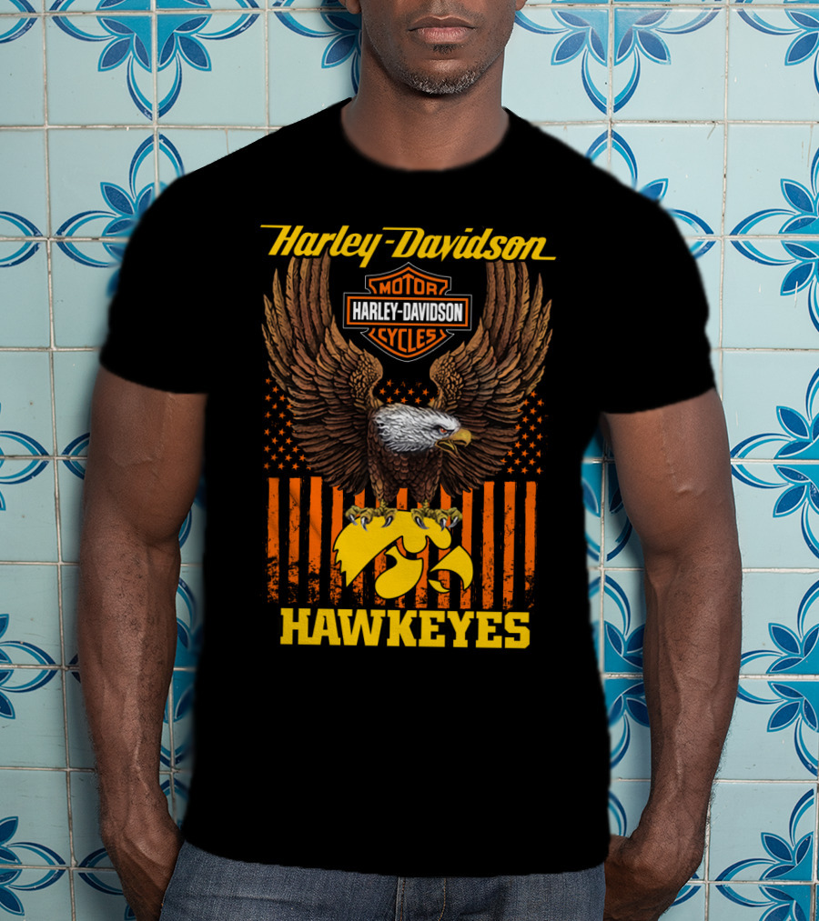 Harley Davidson Motor Cycles Eagle Iowa Hawkeyes T-Shirt
