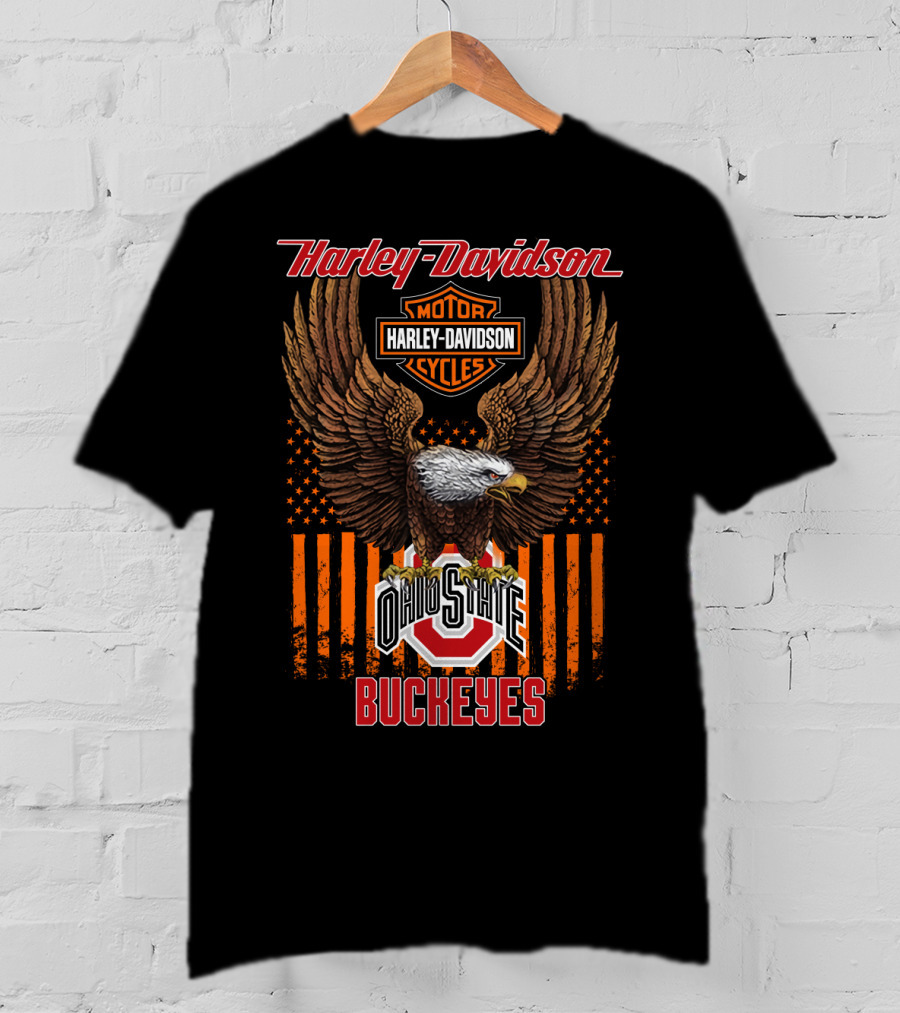 Harley Davidson Motor Cycles Ohio State Buckeyes Eagle T-Shirt