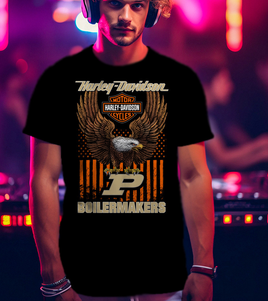 Harley Davidson Motor Cycles Purdue Boilermakers Eagle P T-Shirt