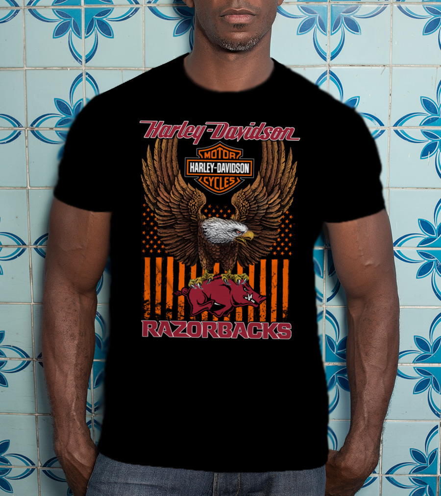 Harley Davidson Motor Cycles Eagle Razorbacks T-Shirt