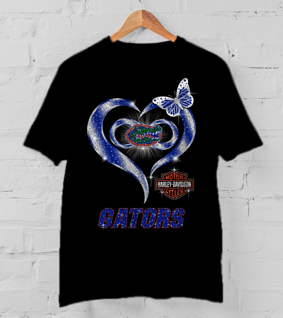 Hlh01 Florida Gators Harley Davidson Heart Butterfly T-Shirt