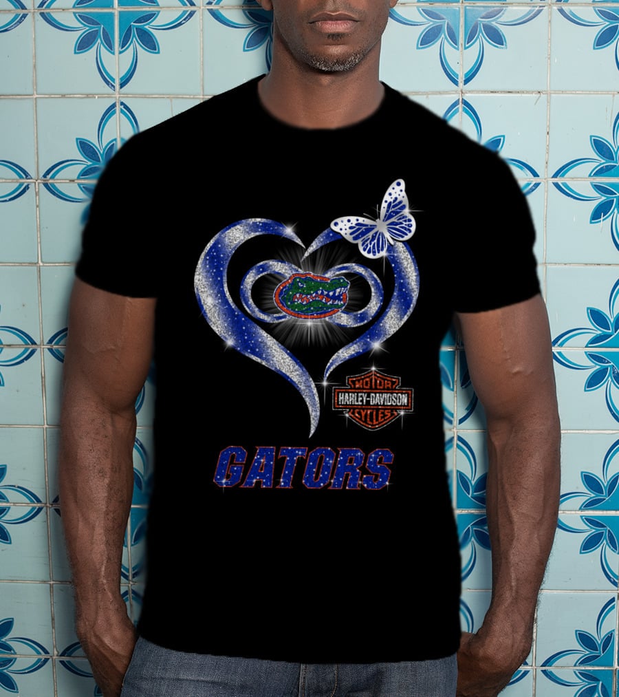Hlh01 Florida Gators Harley Davidson Heart Butterfly T-Shirt